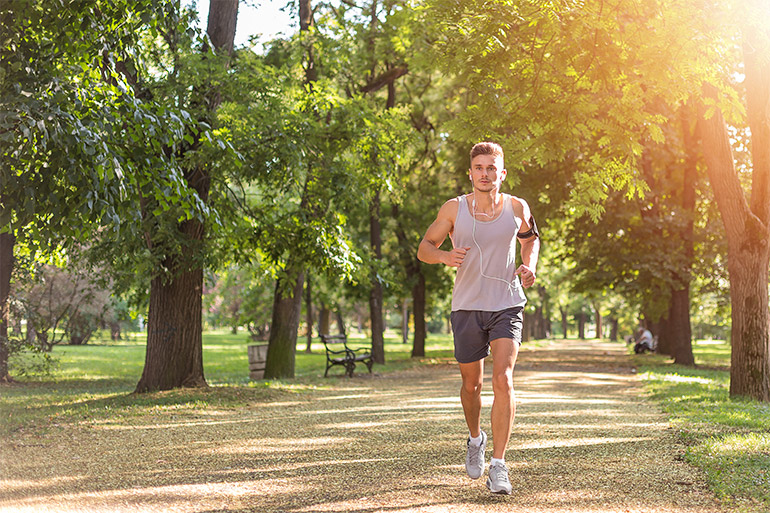 A person running on a path